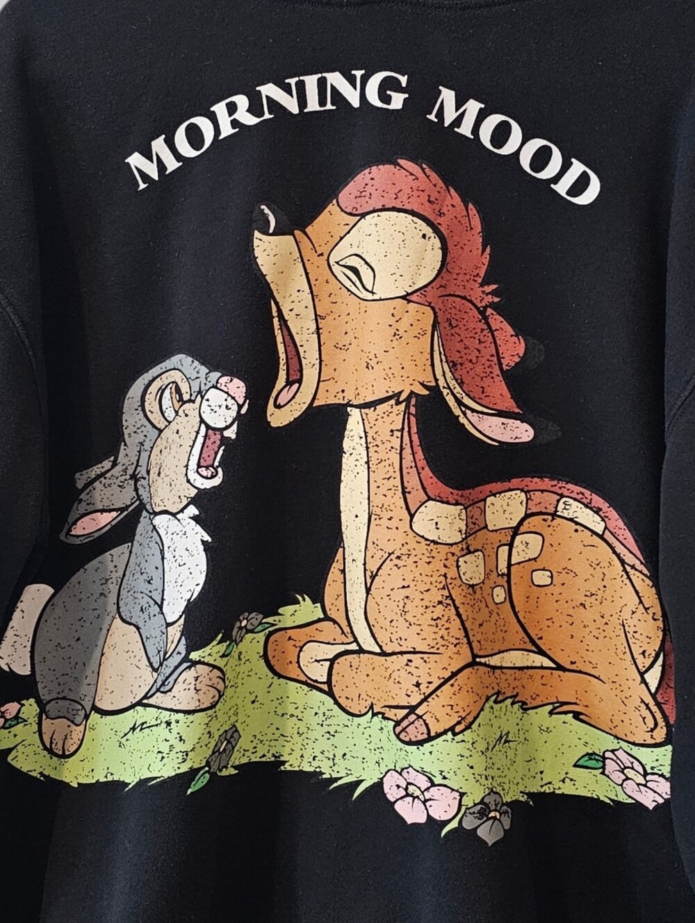 Zara Disney Bambi and Thumper Morning Mood Hoodie Sweatshirt Black Size Medium - Picture 2 of 8